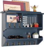 Mutsault Key Holder for Wall, Mail and Key Holder for Home Decor, Key and Mail Holder for Wall with Key Hooks, Gray