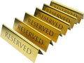 Golden Metal Table Top Reserved Sign for Restaurants, Wedding, Ceremony and Events, Double Sided Tent, 6x1.75 inches (Pack of 6)