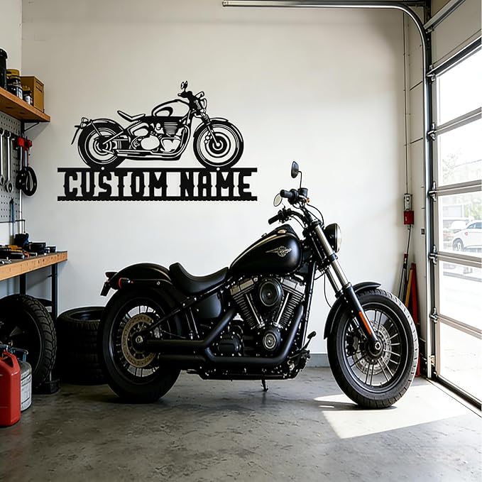 Custom Motorcycle Metal Sign Personalized Biker Name Sign Motorcycle Wall Art Motorbike Signs Garage/Man Cave Decor Gift for Bikers Men Husband