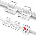 200 PCS Christmas Light Clips Outdoor (Small & Large), Adhesive Clear Cable Clips Wire Holder Cord Organizer for Cable Management, Hooks for Outdoor String Lights Patio Decor, Holiday Porch Decor
