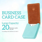 Outus 2 Pieces Business Card Holder, PU Leather Business Card Case Pocket Wallet with Magnetic Shut for Valentines Gift Men Women(Pink and Green,Classic)