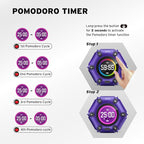 Printers Jack, Productivity Cube Timer, Visual Pomodoro Timer, Mute & Vibration & Adjustable Sound Alert, ADHD, for Office, Study, Work, 3/5/10/25/30/60min & Custom Countdown - Purple