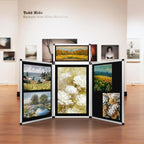 Nisorpa 3+1 Panel Folding Trade Show Presentation Board 70.8“ x 35.4” Trifold Desktop Display Board with Carry Bag Large Metal Frame Tabletop Display 4 Panels-Black