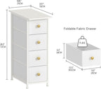 GiftGo Narrow Dresser Cabinet Vertical Slim Dresser Chest of Drawers Skinny Storage Tower for Small Spaces Gaps Closet Bedroom Bathroom Small Fabric Drawer Unit (White, 4 Drawers)