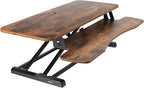 VIVO 36 inch Desk Converter, K Series, Height Adjustable Sit to Stand Riser, Dual Monitor and Laptop Workstation with Wide Keyboard Tray, Rustic Vintage Brown Top, Black Frame, DESK-V036KN