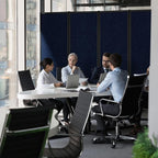 Upgrade Version Room Partition and Divider, Freestanding Rolling Dividers with Wheels,Office Privacy Screen Divider Wall,Classroom Felt Dividers,12'2"L* 6'7"H,6 Panel，Blue