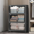 UAMFURI Extra Large Stackable Storage Bins with Lids & Wheels & Door, 336QT-112QT/28GAL*3Pack Foldable Collapsible Closet Organizers, Plastic containers drawers for bedroom Dorm