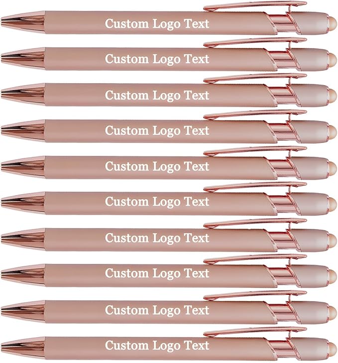 Custom Engraved Ballpoint Pens Bulk, Personalized with Name/Logo, Black or Blue Ink, Smooth Writing for Office, School, Business, Church, Reunion100 Pcs Rose Gold