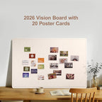 Vision Board 36x24 Inches, Thicken Felt Pin Board for Daily Goals Planning and Personal Inspiration with 20 Pushpins and 20 Postcards, Oatmeal