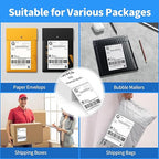 4"×6" Direct Thermal Shipping Label, Fanfold Thermal Label 500 Packs Per Stack, Permanent Adhesive, Compatible with Zebra, Rollo, Jadens, Nelko