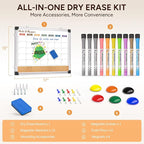 Monthly Dry Erase Board and Cork Board Combo for Wall, 17"x13" Reversible Hanging Dry Erase Board, Double Sided White Board with Aluminum Frame for Planning, Office, Kitchen, School, Home