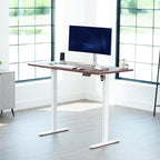 VIVO Electric 60 x 30 in Standing Desk, Memory Height Adjustment, 1B Series, Holds 220 lbs, Dark Walnut Top White Frame, DESK-KIT-1W6D-30