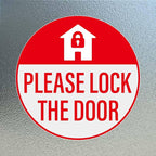 YIKIADA Please Lock The Door Sticker 3 × 3 Inches Vinyl Self-Adhesive Decals Waterproof Close Door Warning Labels Gate Office Window Indoor Clings 10 Pack