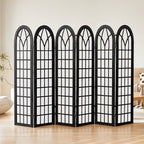 ALeesing Folding Room Divider Privacy Screen Freestanding 6-Panel Shoji Style Wooden Frame Decorative Partition Wall for Bedroom Office Apartment Black