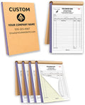Custom Carbonless Invoice Book with Logo, Personalized Cover & Inner Pages, 2 Part NCR Receipt & Work Order Forms, Easy Tear, Writing Shield for Small Business (2-part [White/Yellow], 10.24*7.48INCH)