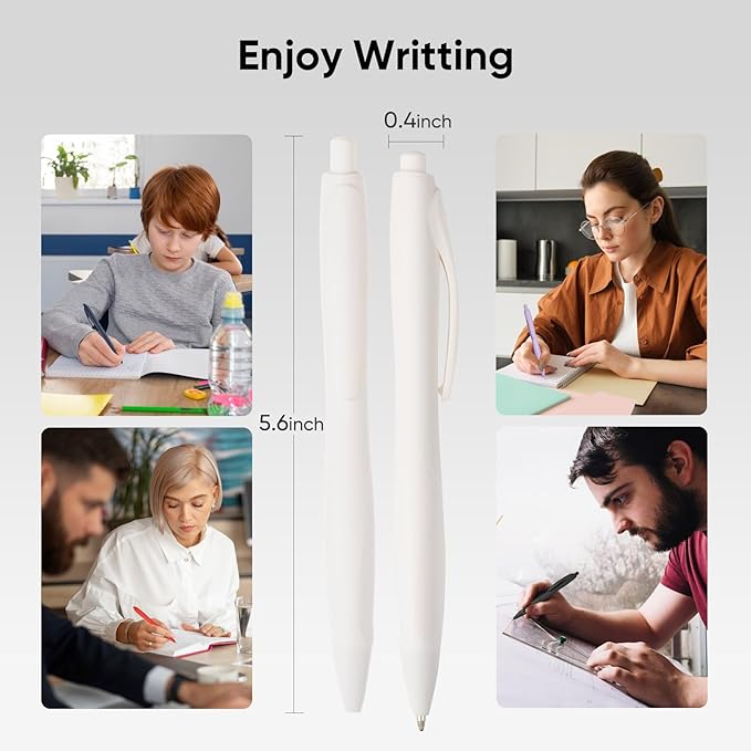 BallPoint Pens, 30 Pack (BLACK Ink),Bulk Pens, White Barrel,Click Pens for Office Home and School, Retractable Ballpoint Pens, Medium Point, 1.00MM (White)