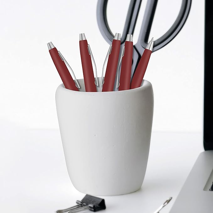 DISCOUNT PROMOS Langham Ballpoint Pens Set of 10, Bulk Pack - Black Ink, Great for Office, School, Business, Tradeshows - Burgundy