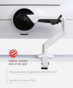 Modernsolid Heavy Duty Ultrawide Monitor Arm with RGB Lighting & USB Charging, Fits 34 to 49 inch Curved Screens, Supports 14 to 38 lbs, Adjustable Desk Mount, Compatible with Gaming Setup, White