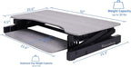 Rocelco 32" Height Adjustable Standing Desk Converter - Quick Sit Stand Up Dual Monitor Riser - Gas Spring Assist Tabletop Computer Workstation - Large Retractable Keyboard Tray - Grey (R ADRG)