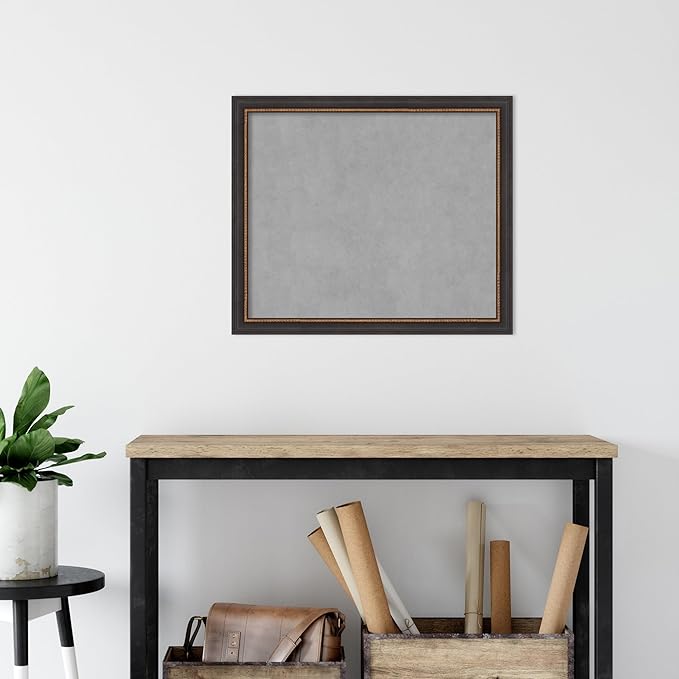 Amanti Art Black Framed Magnetic Board 23x27 Medium Vision Board for use with Magnets, 100% Metal Sheet to Display Items as Office Decor or for Home Organization in mudroom, Kitchen or Kids Room