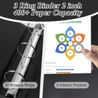 CIXILDTS 2" 3 Ring Binder, Standard 2-inch Round Ring Binder Fit Letter Size Paper, Presentation View Binders, Black, 6-Pack