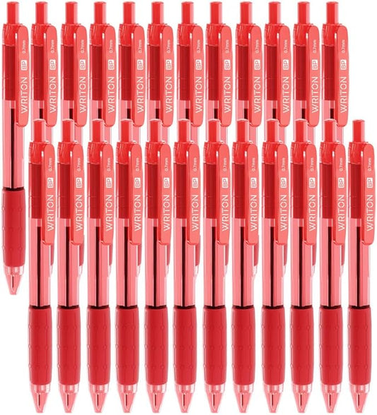 Writon Retractable Red Ballpoint Pens - 24-Pack Writing Pens - Comfortable Grip - 0.7mm Fine Point for Smooth Writing - Fast-Drying Ink Pen - Ball Point Pens - Modern School, Office Supplies