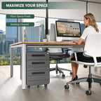 TEEALUBAN 3 Drawer Mobile File Cabinet with Lock,Rolling Under Desk Storage Organizer,Fits A4/Letter/Legal Files, Metal Frame with Wheels for Home & Office