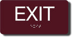 ADA Compliant Sign with Braille (6" x 3", Exit, Burgundy)
