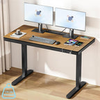 ERGO COLLECT Electric Standing Desk 48 Inch - One-Piece Desktop with Drawer, Cable Management, Wireless Charging & USB Port, Quiet Motor - for Home Office, Walnut