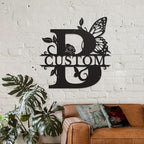 Personalized Custom Letter Name metal Signs,Custom Black Letter Monogram Wall Art Decor,Metal Signs Plaques Outdoor wall Decorative Signage (B)