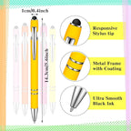 Zonon 38 Pieces Rubberized Ballpoint Pen with Stylus Tip Stylish Metal Pen Capacitive Styli with Soft Rubberized Grip, Black Ink for Most Devices(Assorted Colors)