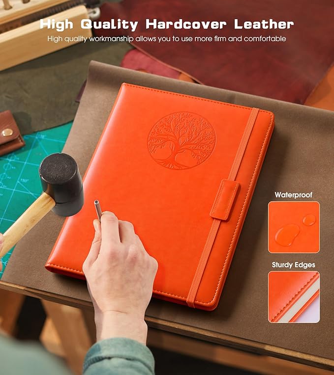 Biuwory Lined Journal Notebook for Women Men,256 Pages B5 Large Hardcover Leather Journals for Writing,Travel,Business,Work & School,College Ruled Notebooks for Note Taking,Diary Notepad 7.8"×10.2"