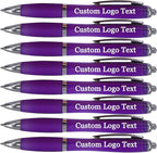 HEYZARDA Personalized Pens with Name Custom Text Logo Retractable Customized Ballpoint Pens for Church Office Business 50 Pcs, Purple