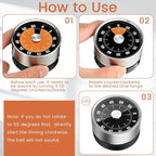 6 Pcs 60 Minute Visual Kitchen Timer Small Classroom Timers with Loud Alarm Stainless Steel Mechanical Timers for Classroom Desk Teaching Chef Countdown Egg Baking Office Cooking(Black)