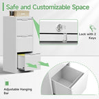 3-Drawer File Cabinet with Lock,Metal Vertical Filing Cabinets for Home Office,Under Desk File Cabinets for Letter/Legal/A4 Size Files,Assembly Required