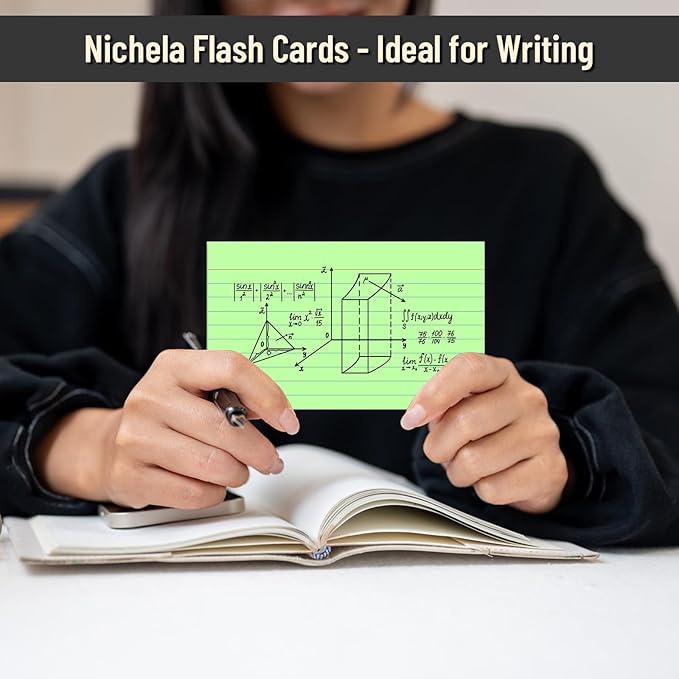300 Count Index Cards 3 x 5 Inch Ruled Green Index Cards, Flash Cards College Ruled for School, College, Office and Home Organization, Durable Study To Do List Note Cards with Ruled Lines