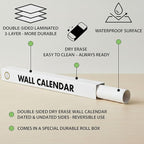 Dry Erase Wall Calendar 2026, 27×39 in — Double-Sided Yearly Planner (Dated & Undated), Reusable Write & Wipe, Large Wall Planner for Home, Office, Classroom — Rolled Poster.