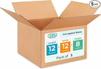 IDL Packaging - B-12128-5 Small Corrugated Shipping Boxes 12"L x 12"W x 8"H (Pack of 5) – Excellent Choice of Sturdy Packing Boxes for USPS, UPS, FedEx Shipping