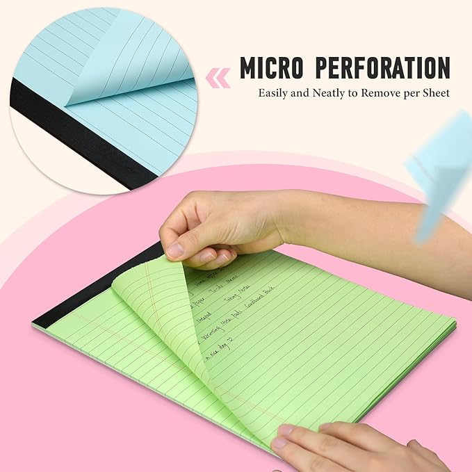 Colored Legal Pads, 3 Pack Writing Pads 8.5 x 11, Wide Ruled Legal Notepads, Lined Pads of Paper 8.5 x 11, Blue/Purple/Green Note Pads, 30 Sheets Per Legal Pads for School, College, Office, Home