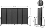 Artigwall Folding Privacy Screens Freestanding partition with Wheels and arms Portable dividers for Medical Hospital Offices 5 Panel, Dark Gray