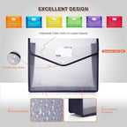 Plastic File Folders, Waterproof Transparent Expandable File Organiser, Portable Large Capacity A4B4 File Wallet for Office Business School (7 Pack)