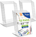 SVOPY Acrylic Sign Stand Holder - 8.5x11 Inches Plastic Acrylic Literature Holders, 12 Pack Sign Holders Suit for Flyer, Magazine, Pamphlet, Booklet Display