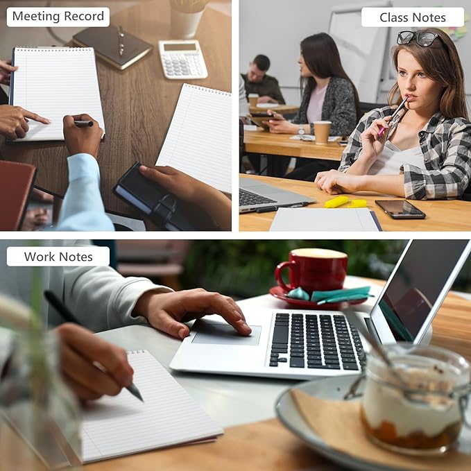 6 Pack 8.5 x 11'' Top Bound Office Steno Book Wide Ruled Double Sided Spiral Notebooks Reliable White Paper 70 Sheets/Pad Pastel Colors Covers for Writing School Notes(Vintage Color)