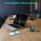 XBA PD 20W USB C Desk Power Grommet with 15W Wireless Charger Cover, Recessed Power Strip with 18W USB A and 2 AC Outlets,Hidden Power Outlets with 6FT Cords for Office, Home, Conference(Black)
