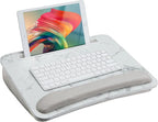 HUANUO Lap Laptop Desk - Portable Lap Desk with Pillow Cushion, Fits up to 15.6 inch Laptop, with Anti-Slip Strip & Storage Function for Home Office Students Use as Computer Stand - Marble