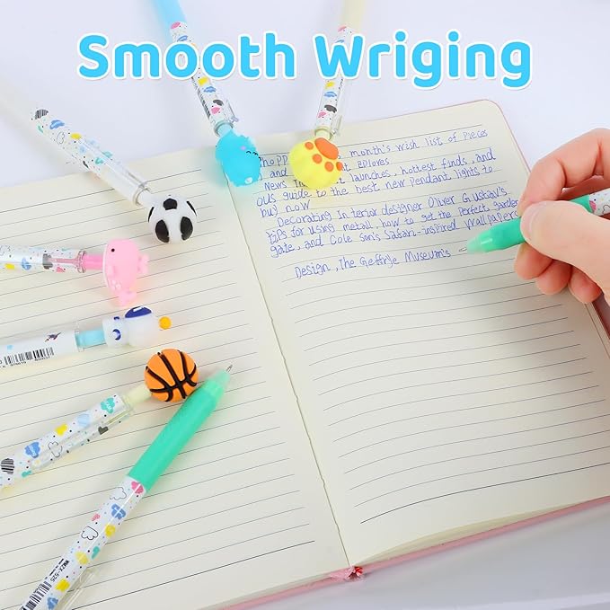 LiYiQ 24 PCS Erasable Pens Fun Cute Pens for kids Fidget Pens Blue Pens Kawaii Pens Stress Relief Rotating Pen for School, Office, Home Supplies