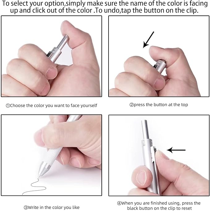 4-in-1 Four-Color Multifunctional Pen, Black/Red/Blue Ballpoint Pen and 0.5mm Mechanical Pencil, Metal Case Pen, Great Gift for Friends, Loved Ones (Blue)