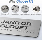 WAITING ROOM Signs with Raised Text & Grade 2 Braille, Brushed Aluminum/Silver Finish Easy Install with Double-Sided Tape, ADA Compliant Storage Room Door Sign for Businesses & Offices