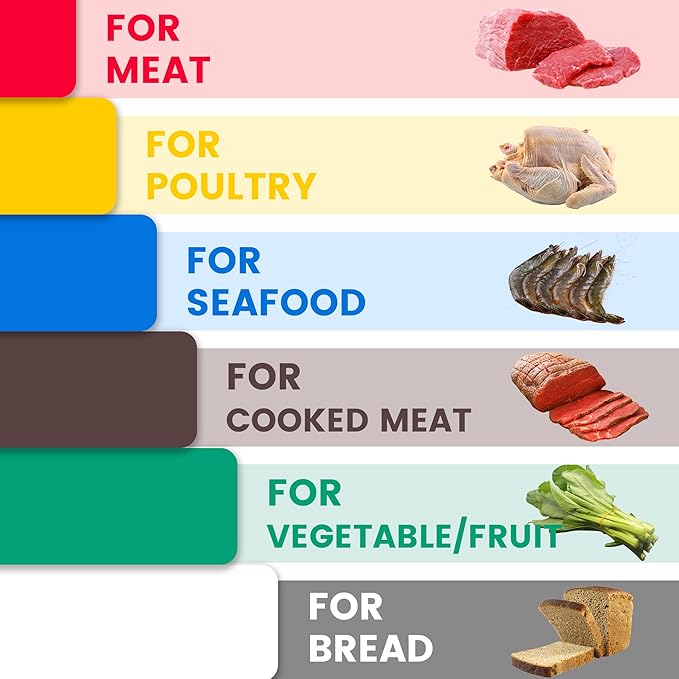CMI Commercial Grade Cutting Board for Kitchens,Plastic Chopping Board, 18 x 24 x 1/2 Inch, Multi-Color 6 of Pack Set,NSF Certified,for Vegetable Meat or Cheese