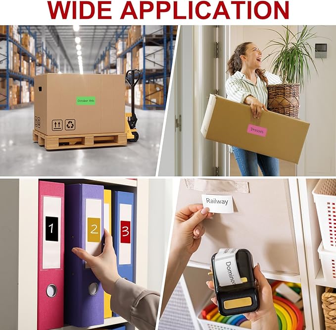 PATIKIL 3 x 5 Inch Rectangle Inventory Color Coding Labels 1 Roll, Square Self-Adhesive Inventory Label Stickers for Office Home Organization Name Tags, 500 Per Roll, Red